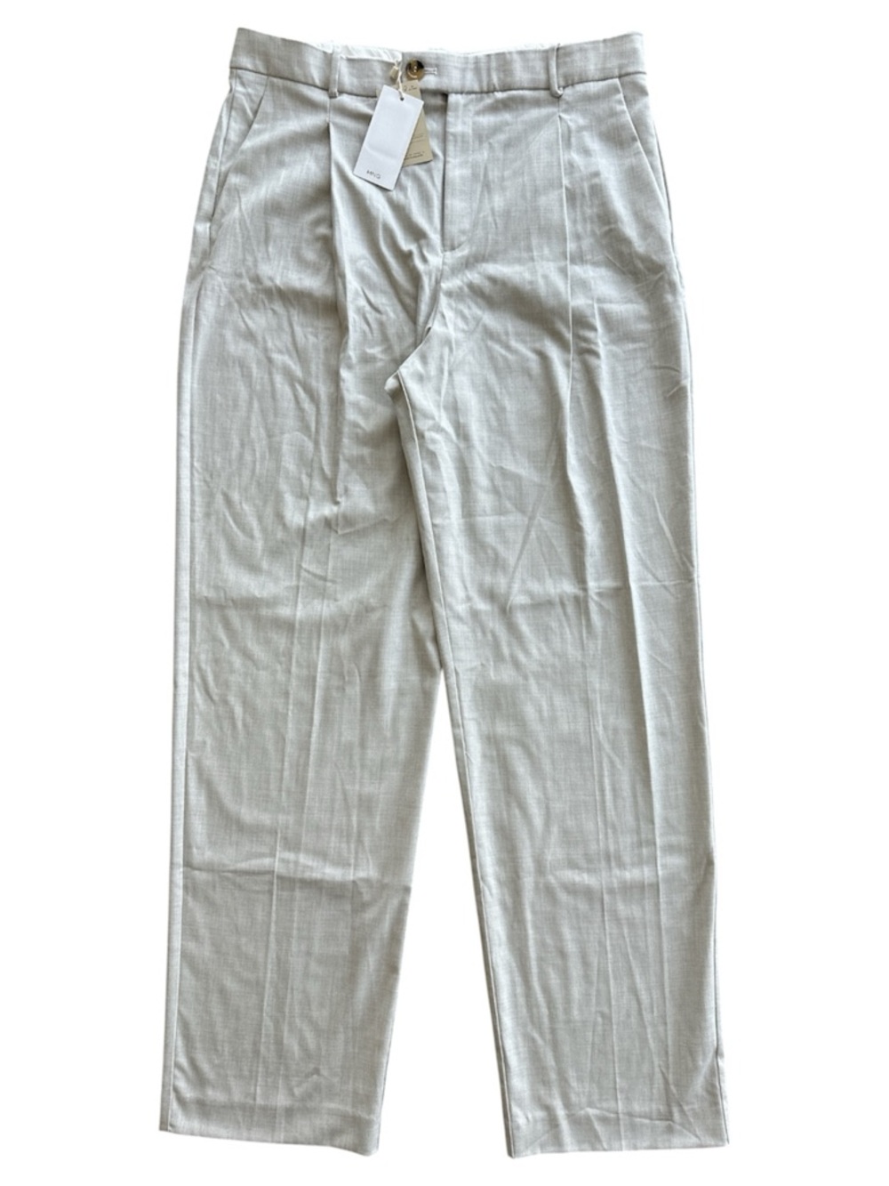 Mango Stone Light Gray Neutral Wide Leg Dress Pants Women’s Size 42 / 10